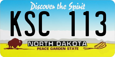 ND license plate KSC113