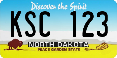 ND license plate KSC123