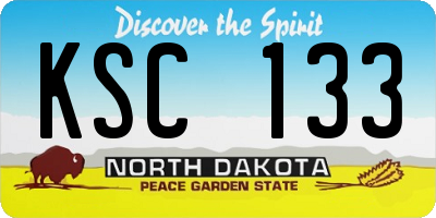 ND license plate KSC133