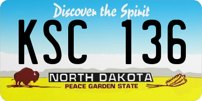 ND license plate KSC136