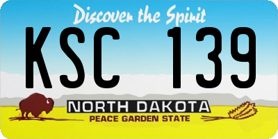 ND license plate KSC139