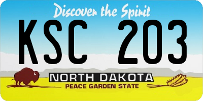 ND license plate KSC203