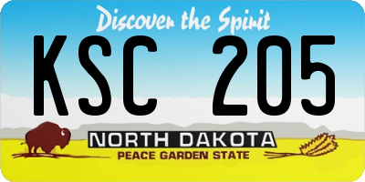 ND license plate KSC205