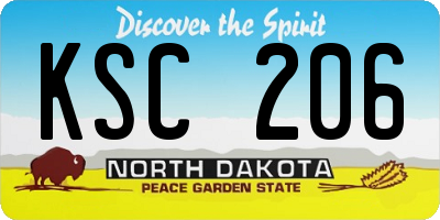 ND license plate KSC206