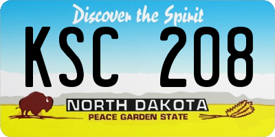 ND license plate KSC208