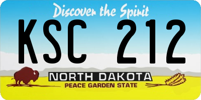 ND license plate KSC212