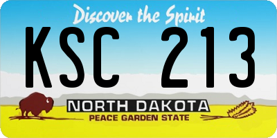 ND license plate KSC213