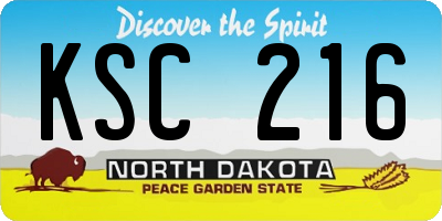 ND license plate KSC216