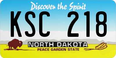 ND license plate KSC218