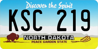 ND license plate KSC219