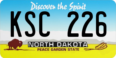 ND license plate KSC226