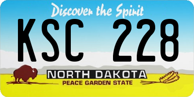 ND license plate KSC228