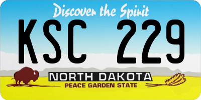 ND license plate KSC229