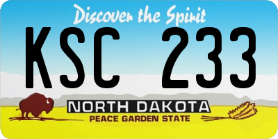 ND license plate KSC233