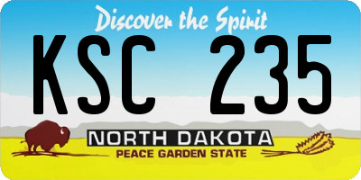 ND license plate KSC235