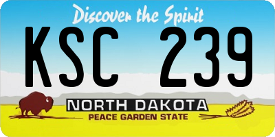 ND license plate KSC239