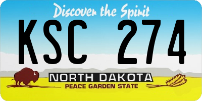 ND license plate KSC274