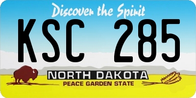 ND license plate KSC285