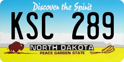 ND license plate KSC289