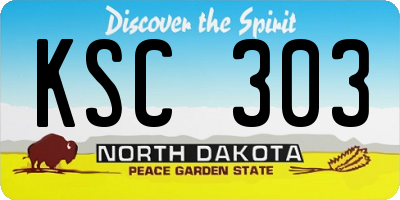 ND license plate KSC303