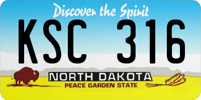 ND license plate KSC316