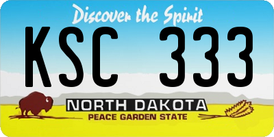 ND license plate KSC333