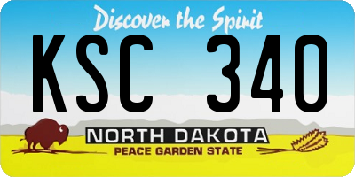 ND license plate KSC340
