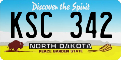 ND license plate KSC342