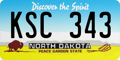 ND license plate KSC343