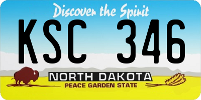 ND license plate KSC346