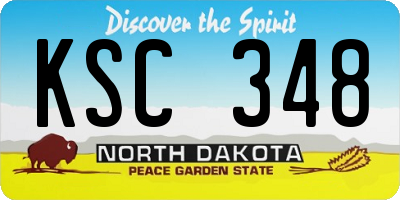 ND license plate KSC348