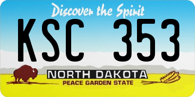 ND license plate KSC353