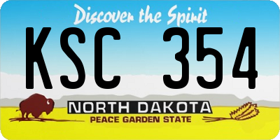 ND license plate KSC354
