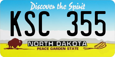 ND license plate KSC355