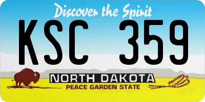 ND license plate KSC359