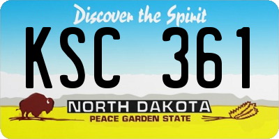 ND license plate KSC361