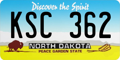 ND license plate KSC362