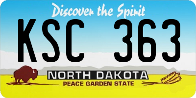 ND license plate KSC363