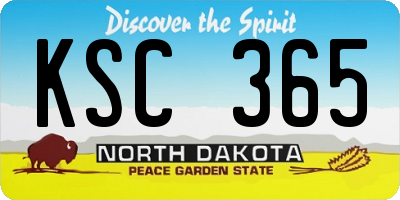 ND license plate KSC365