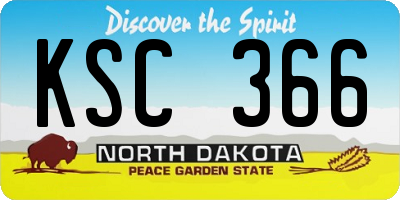 ND license plate KSC366