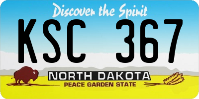 ND license plate KSC367