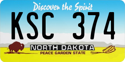ND license plate KSC374