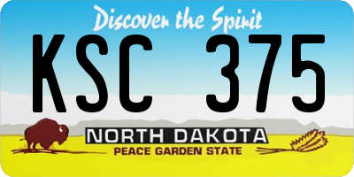 ND license plate KSC375