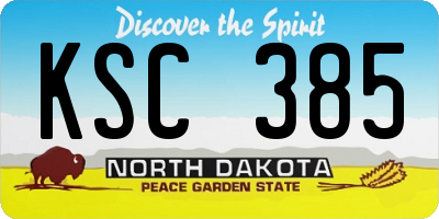 ND license plate KSC385