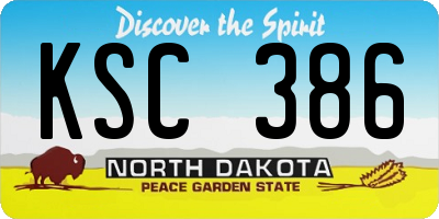 ND license plate KSC386