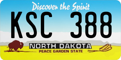 ND license plate KSC388
