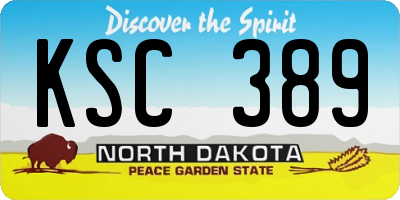 ND license plate KSC389