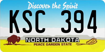 ND license plate KSC394