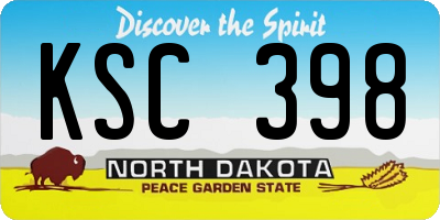 ND license plate KSC398