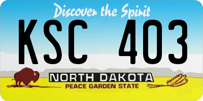 ND license plate KSC403